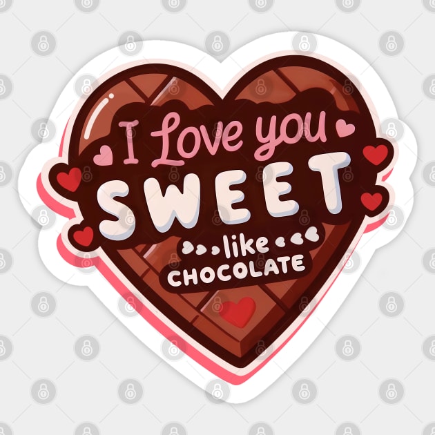 Happy Valentine's Day With Sweet Chocolate Heart - T-shirt for Couples Sticker by Nine Tailed Cat
